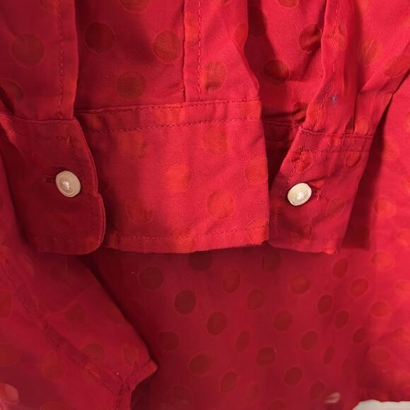 Gap Fitted Boyfriend Red Button Sheer Shirt(Size Large) - Picture 7 of 8